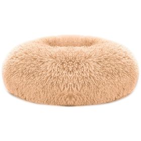 Pet Dog Bed Soft Warm Fleece Puppy Cat Bed Dog Cozy Nest Sofa Bed Cushion L Size (Color: Brown, size: L)